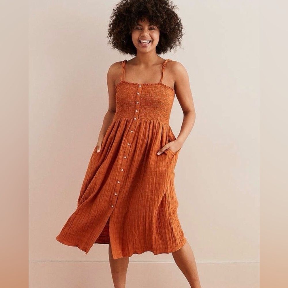 Aerie Terracotta Smocked midi dress size xl